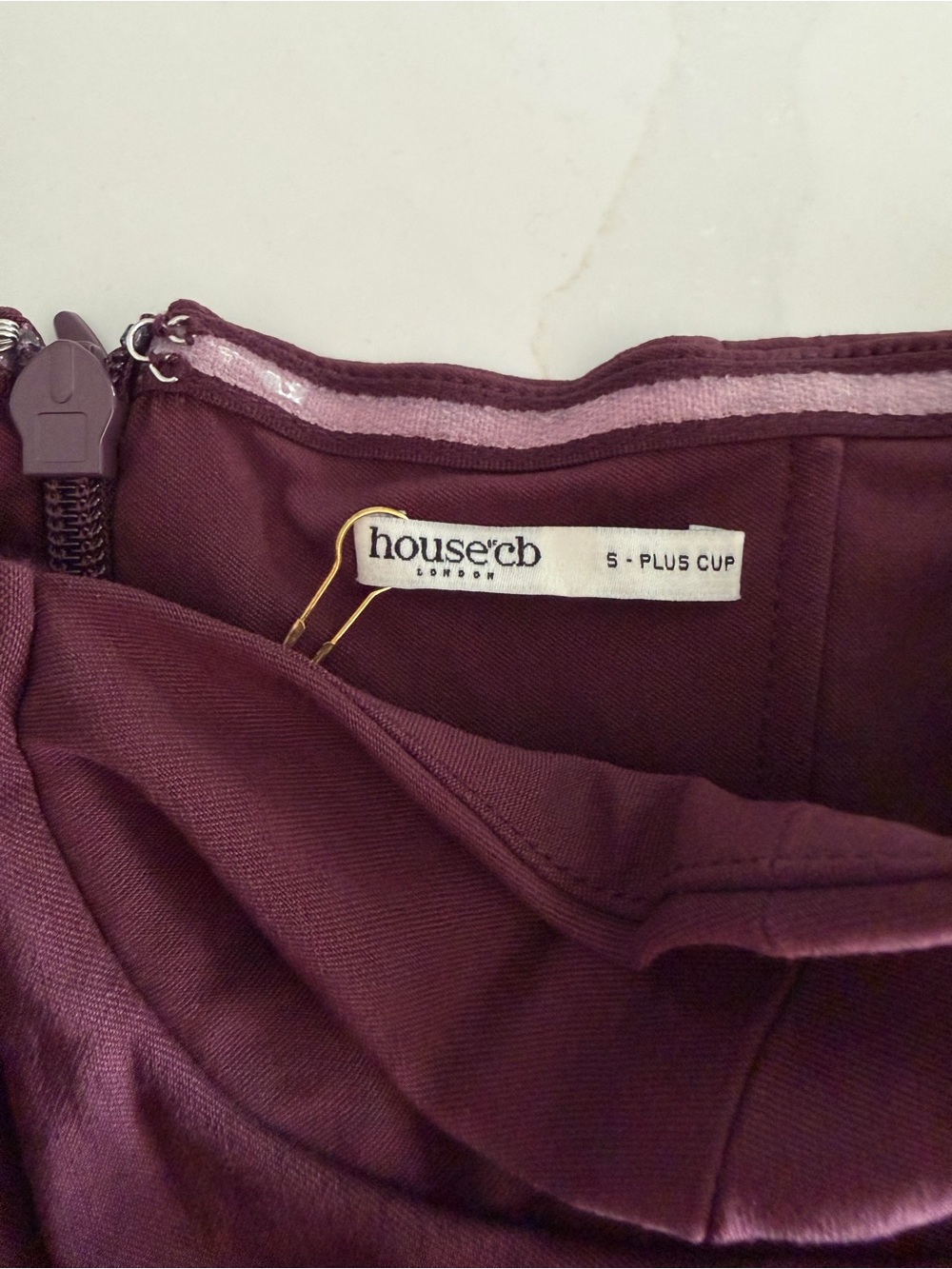 House of CB Strapless Plum Bodycon Maxi Dress Sz S Plus Cup MSRP $285 NEW - Picture 7 of 10